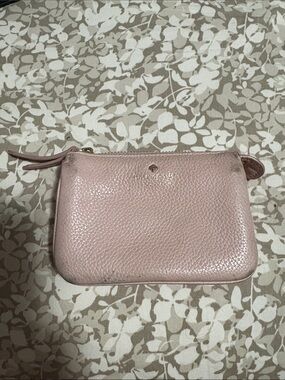 kate spade Blush Pebbled Leather Zip Cosmetic Pouch